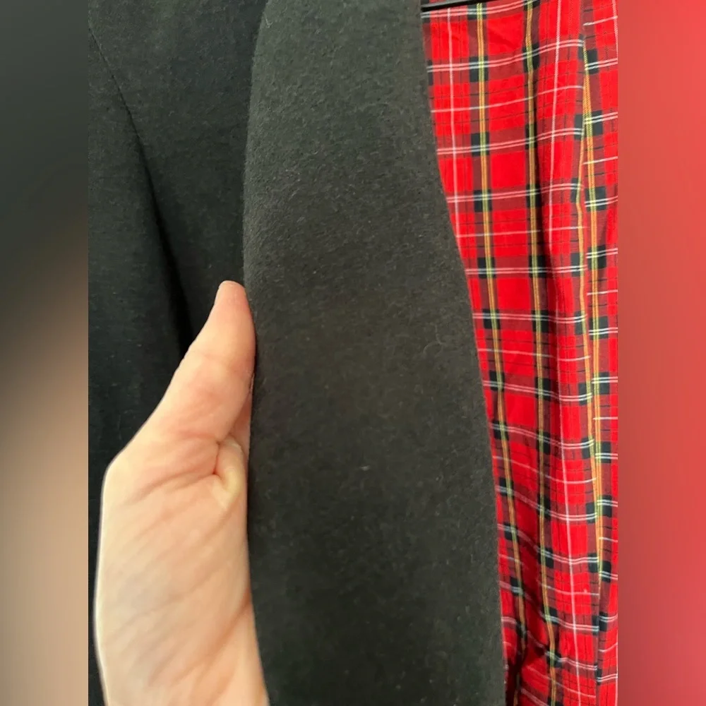 Vintage Black Blazer with Red Plaid Tartan Lining The Battalion Size Small - Picture 7 of 8